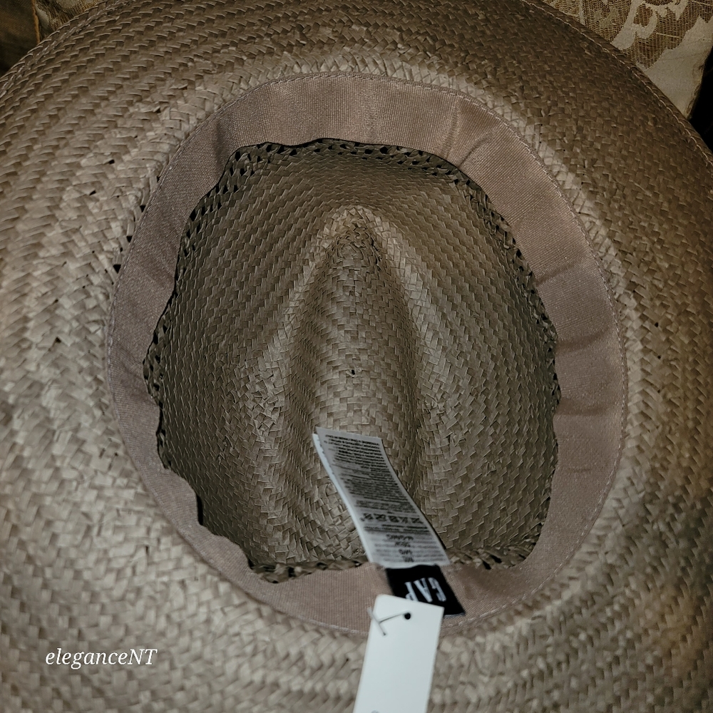 Gap Straw Tan/Dark Gray  Fedora Size M/L NWT - Picture 4 of 7